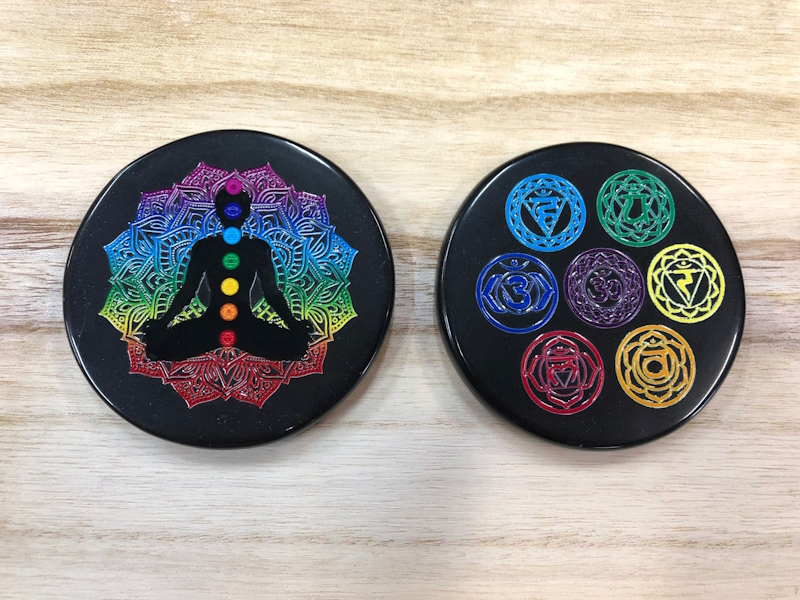 Plato Jaspe Negro Chakras 10 cm